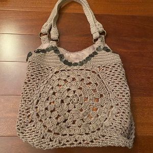 The Sak Brown Crochet Hobo Bag with Bronze Inlay